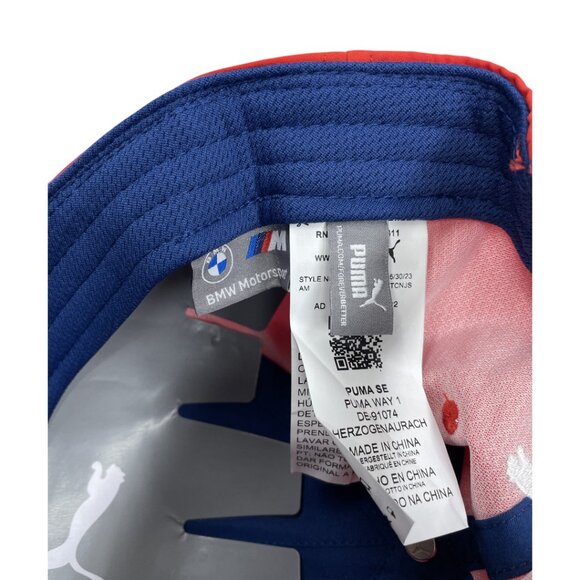 BMW M Sport M3 M5 Blue Red Puma Racing Snap Back Color Block Cap Hat NEW - Picture 9 of 9